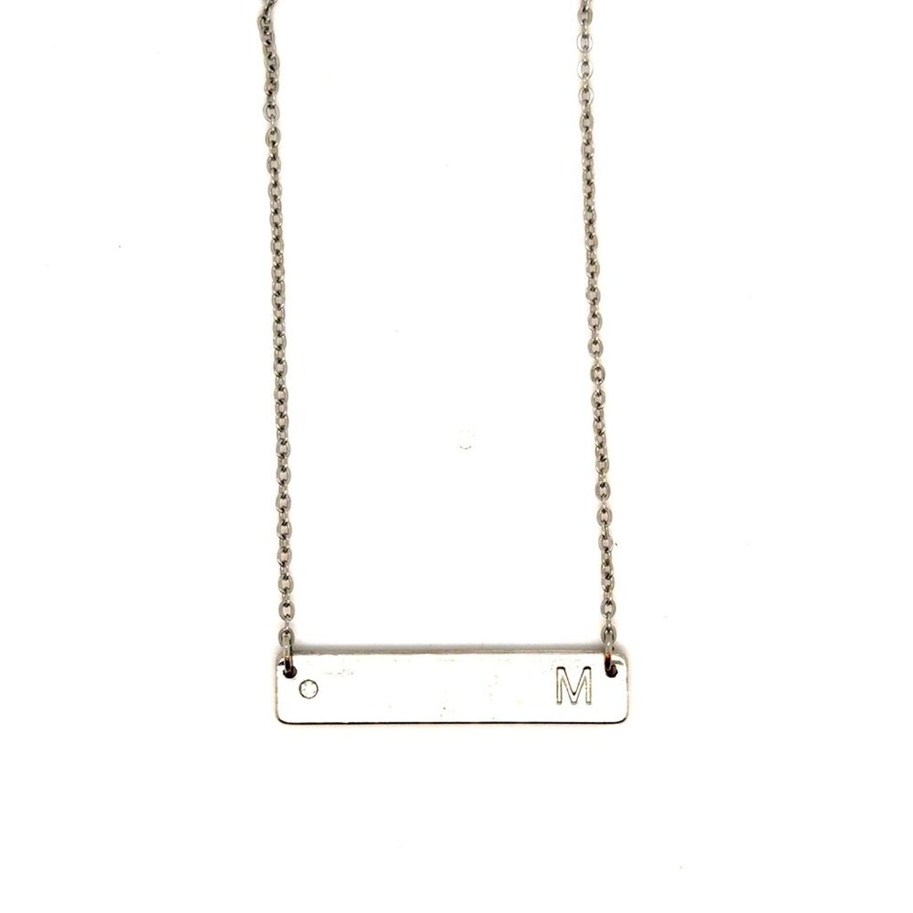 Cubic Zirconia Initial M‎ Necklace (n1)